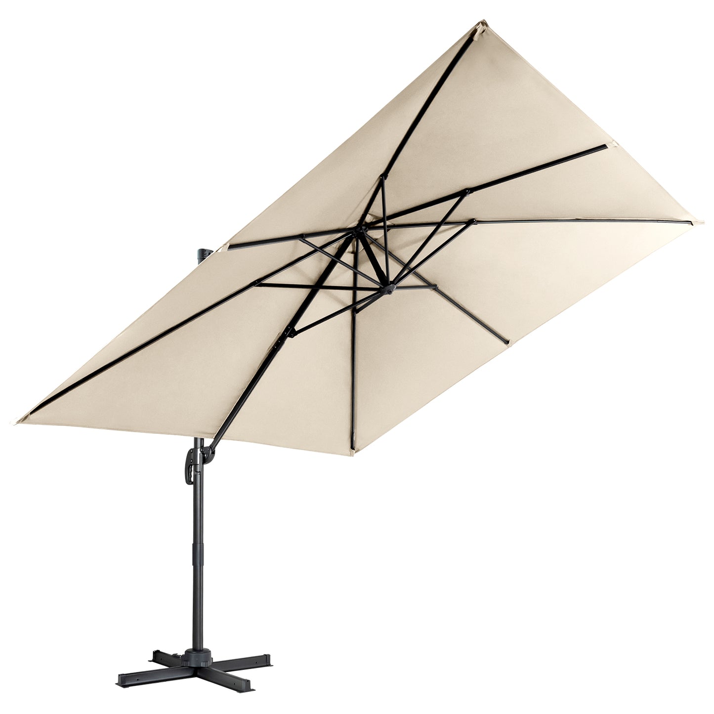 Patio Umbrella Square Offset with Cross Base and Tilt Adjustable-Beige