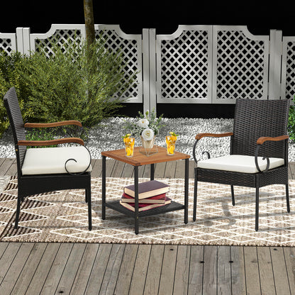 Patio Wicker Chair Set of 2 with Soft Zippered Cushion