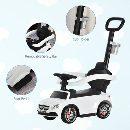 HOMCOM Toddlers Push Along Car Licensed PP Mercedes-Benz Ride On Stroller White
