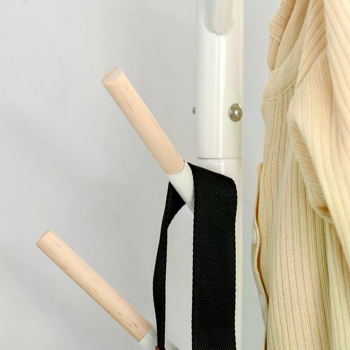 HOMCOM 174cm Free Standing Coat Rack Stand with 6 Hooks Clothes Tree Hat Display Hall Tree Hanger Hanging Organizer White