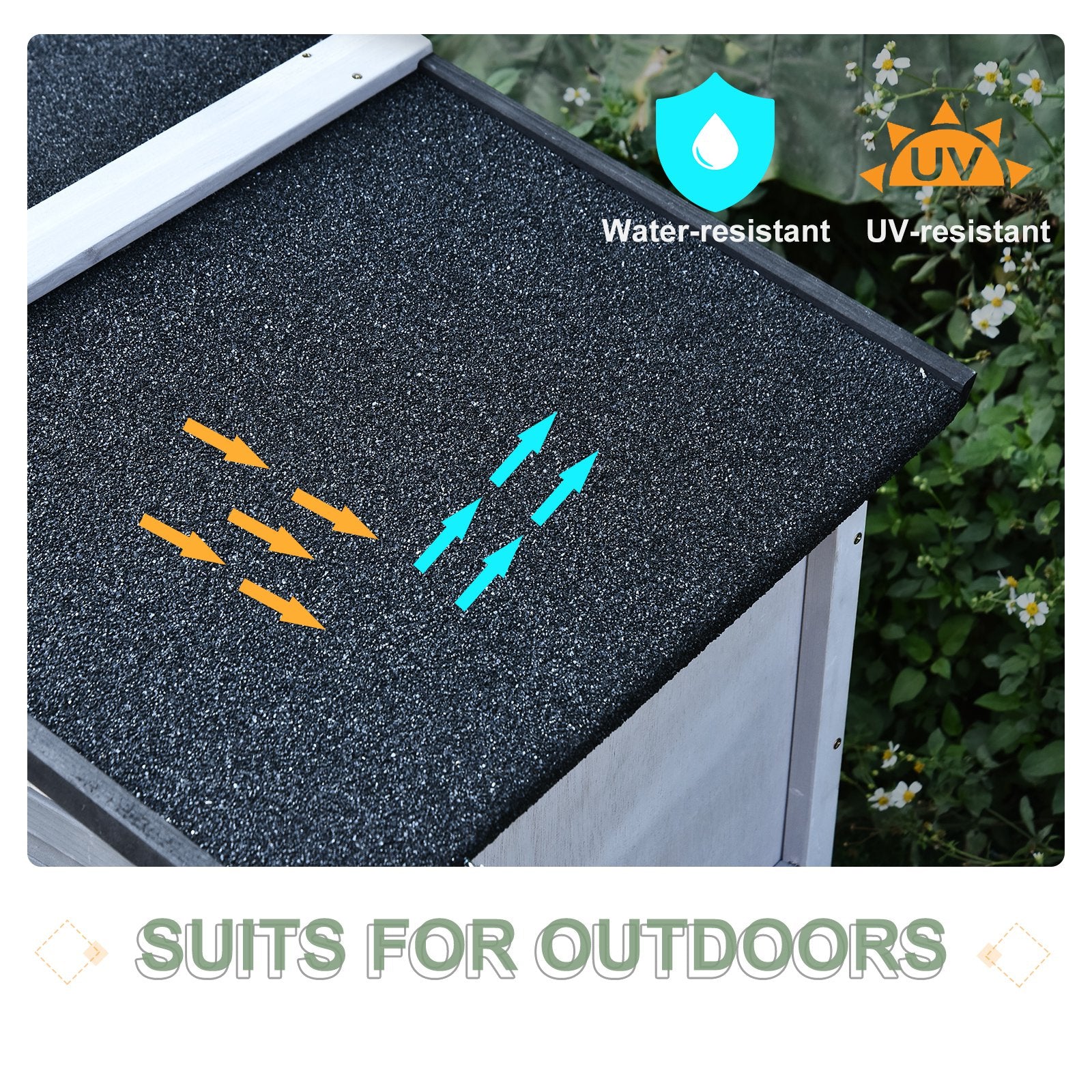 PawHut Small Animal Two-Level Fir Wood Guinea Pigs Hutches w/ Ramp Burnt Grey