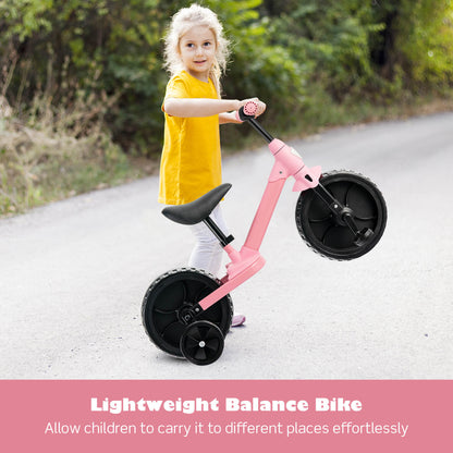 4-in-1 Kids Training Balance Bike with Training Wheels-Pink