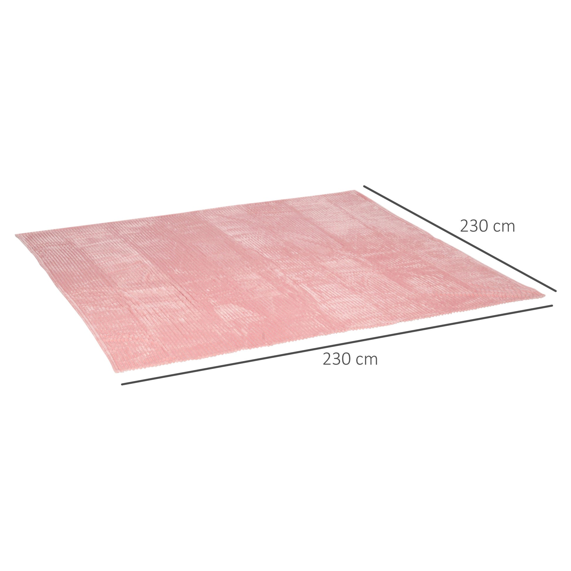 HOMCOM Flannel Fleece Throw Blanket, Fluffy Warm Throw Blanket, Striped Reversible Travel Bedspread, King Size, 230 x 231cm, Pink