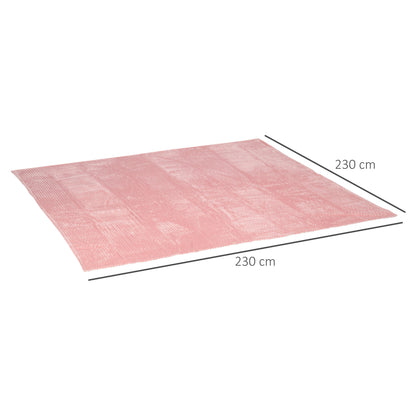 HOMCOM Flannel Fleece Throw Blanket, Fluffy Warm Throw Blanket, Striped Reversible Travel Bedspread, King Size, 230 x 231cm, Pink