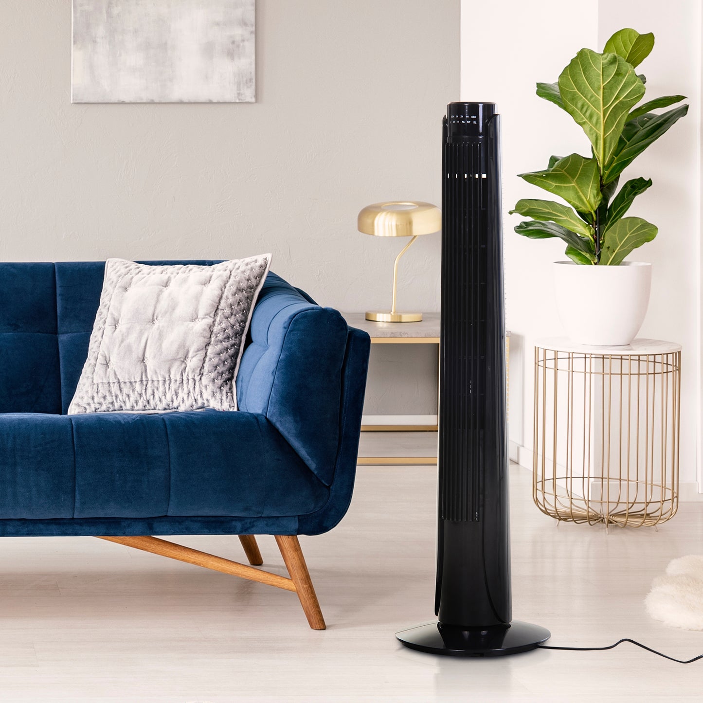 HOMCOM 36" Tower Fan Oscillating 3 Speeds w/ Remote Control Timer Moving Head Quiet Operation Home Office Bedroom Black - 92H cm