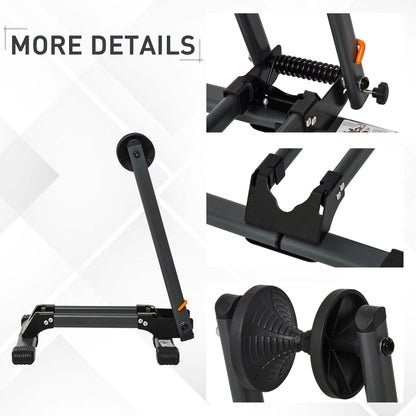 HOMCOM Foldable Bike Storage Stand Parking Rack Fit Max. 5.5cm Wide Wheel Metal Nylon Black