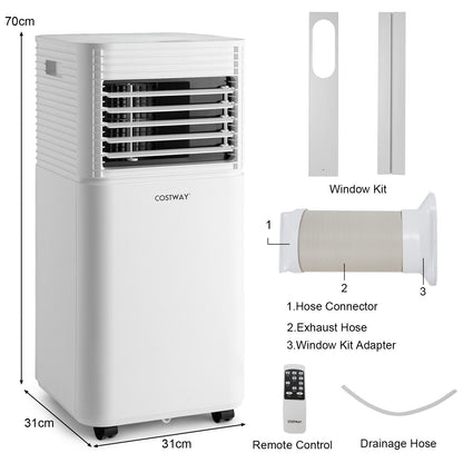 9000 BTU 3-in-1 Portable Air Conditionerwith Fan and Dehumidifier Mode-White