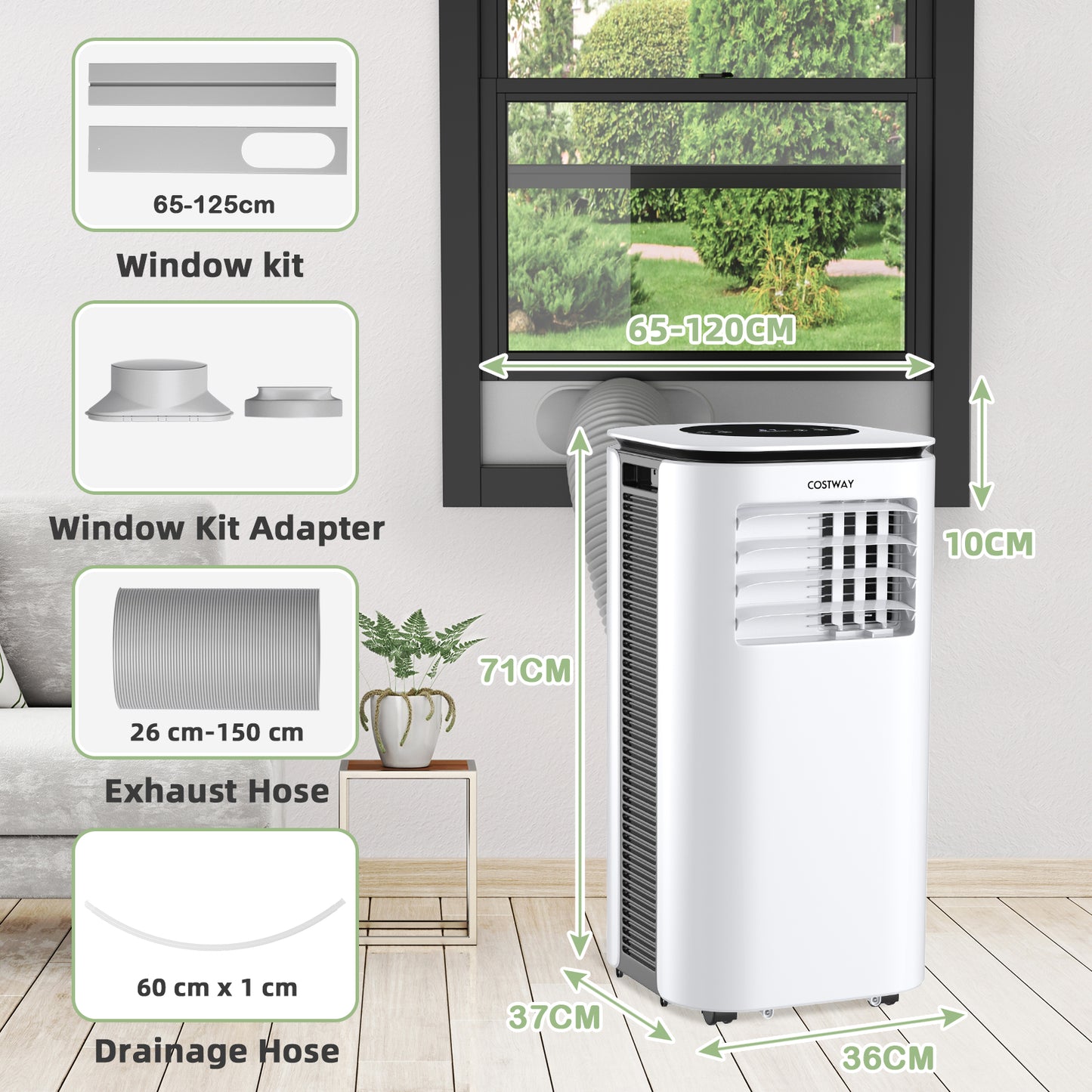 4-in-1 Portable Air Conditioner 9000BTU with Remote Control