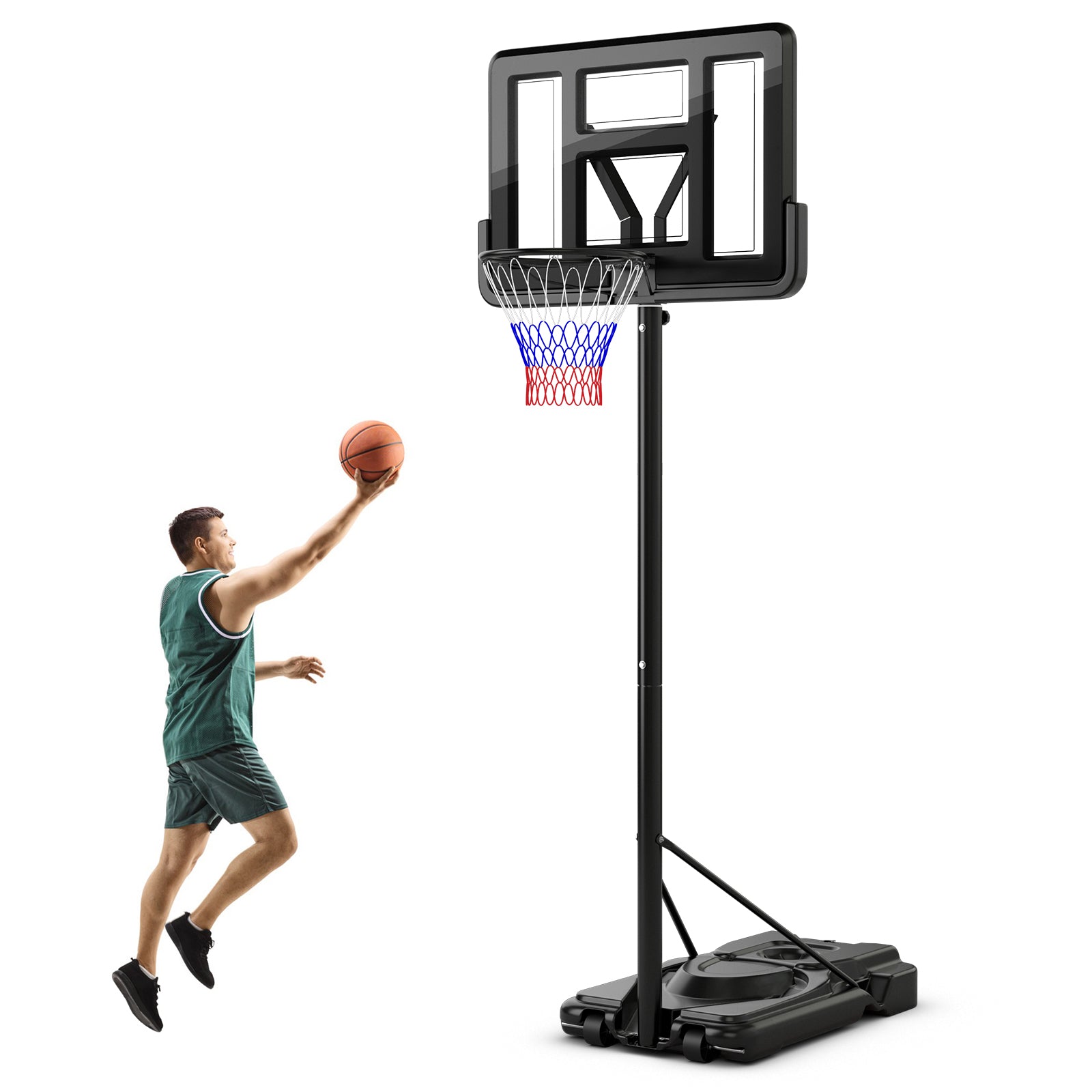 5.5-10FT Adjustable Basketball Goal System with 9-Position Adjustable Height
