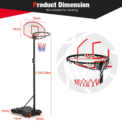 Portable Basketball Hoop with Wheels and 28" Backboard for Kids Youth Adults and Family