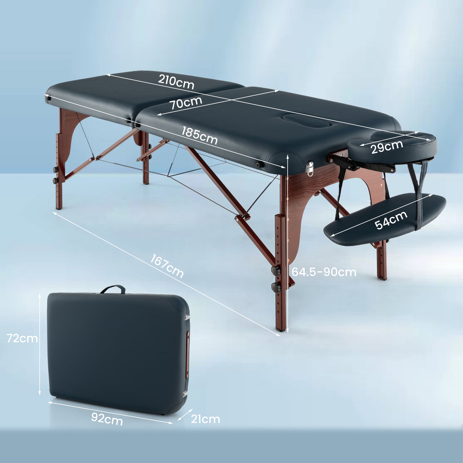 9-Level Adjustable Folding Massage Table with Face Cradle-Navy