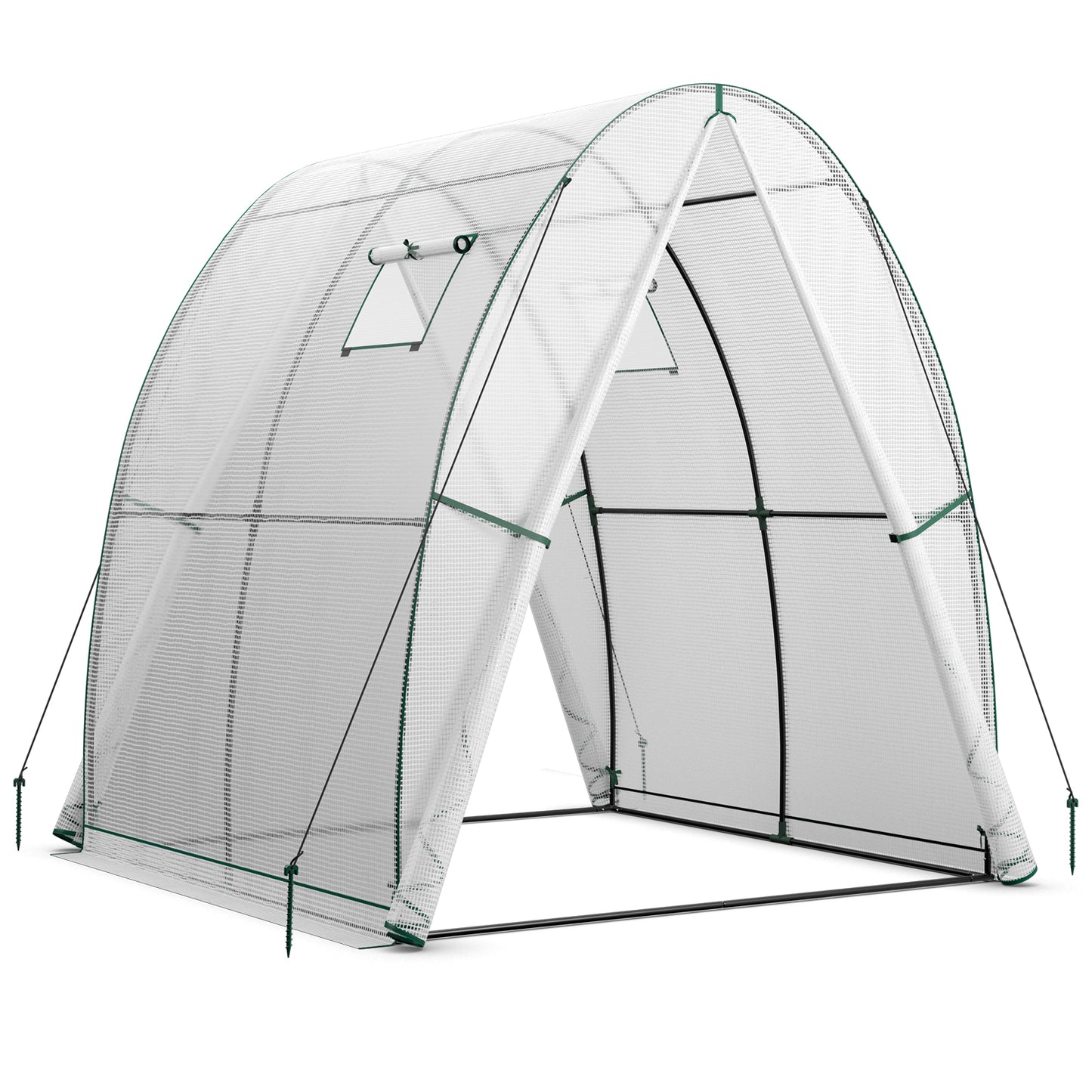 Portable Wall-in Tunnel Greenhouse with 2 Zippered Doors-White