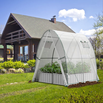 Portable Wall-in Tunnel Greenhouse with 2 Zippered Doors-White