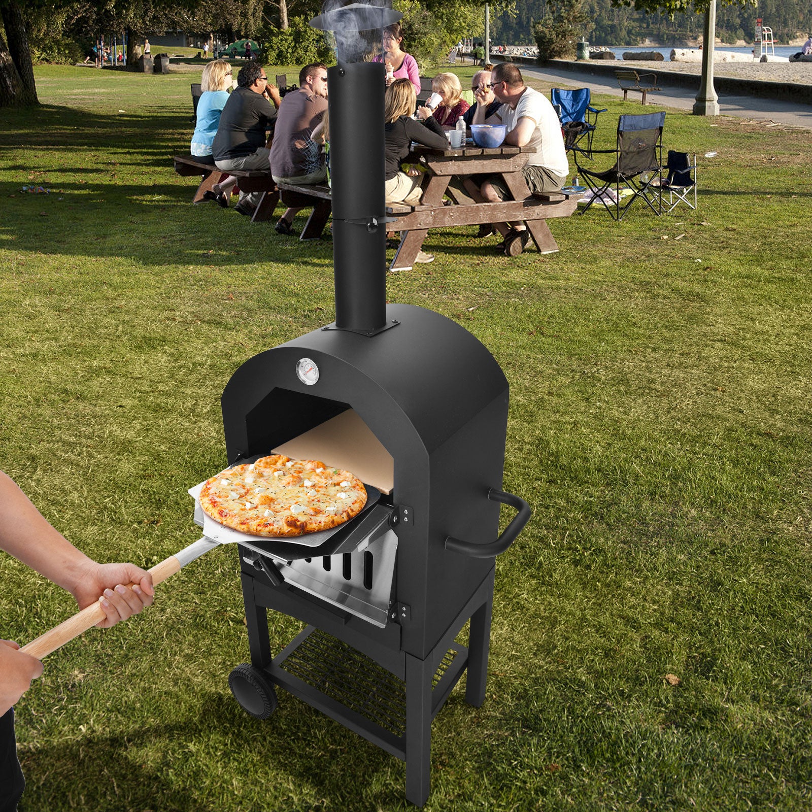 Portable Pizza Oven with Pizza Stone Peel and Waterproof Cover