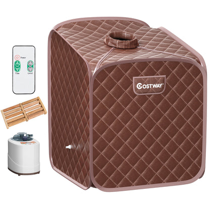 Portable Steam Sauna Spa Private Sauna Tent with Adjustable Temperature-Coffee