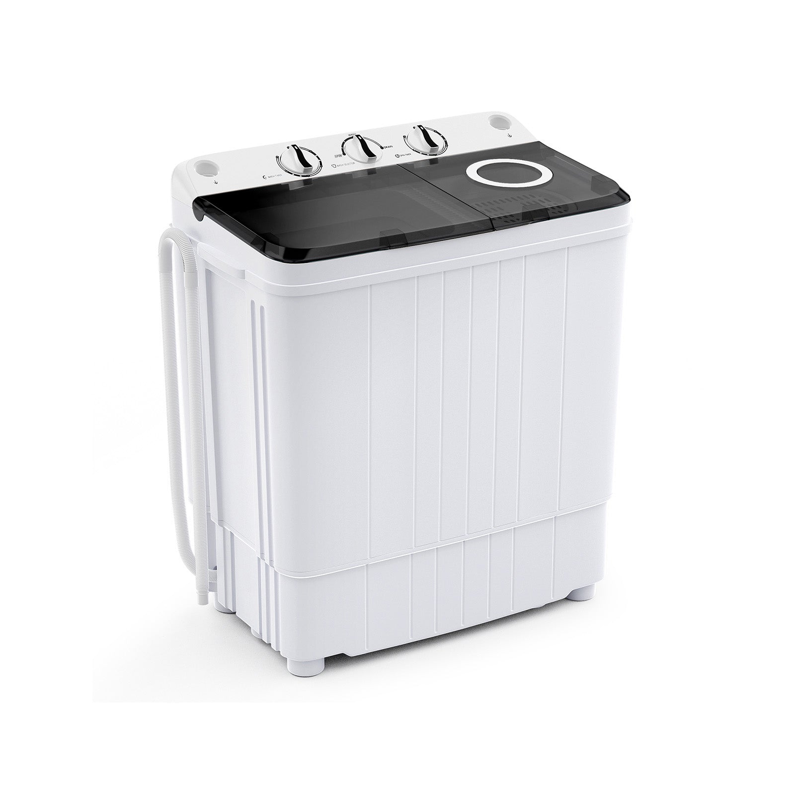 4.5 kg Portable Washing Machine Twin Tub Laundry Washer with Drain Pump-Black
