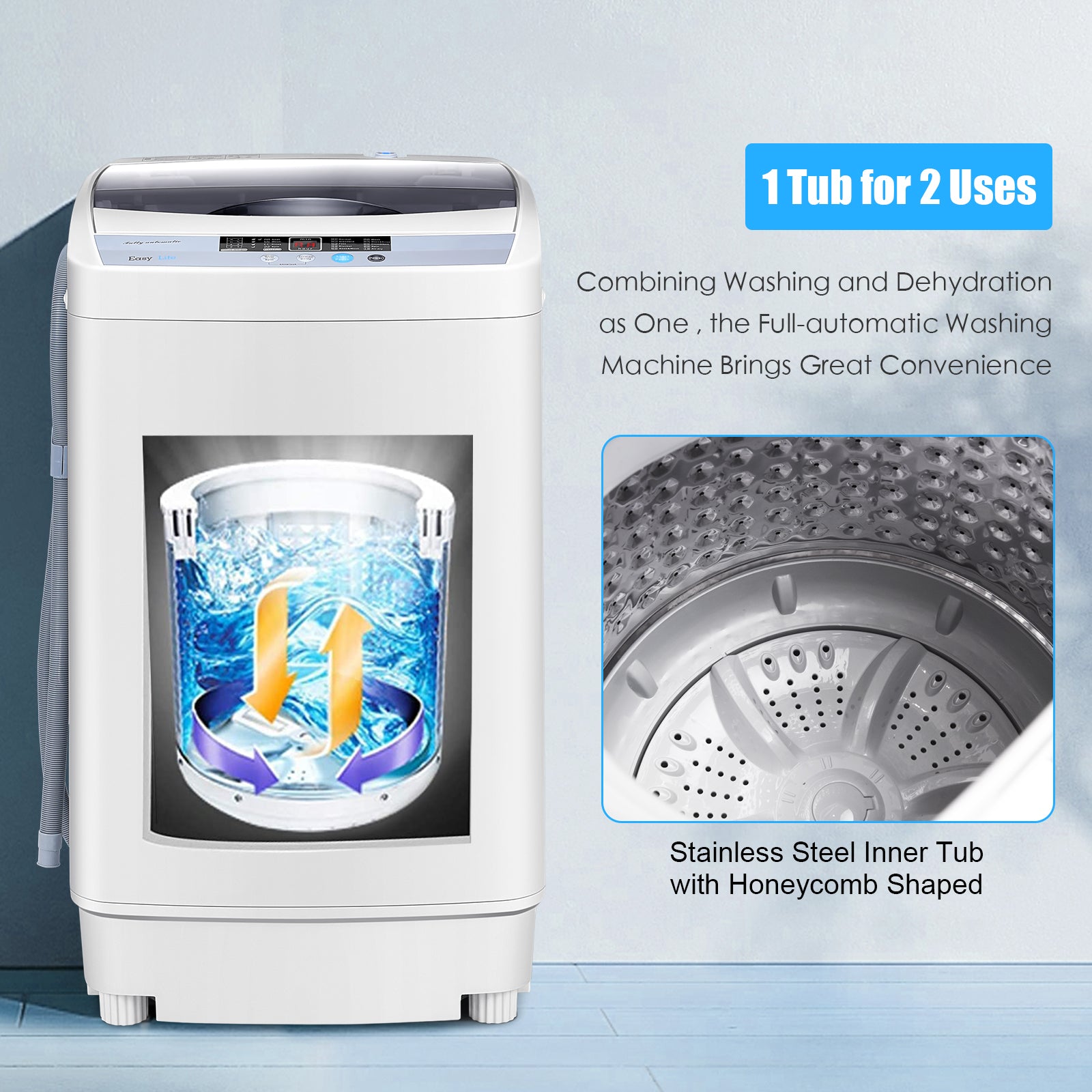 Portable Washing Machine with 8 Water Levels and 10 Washing Programs