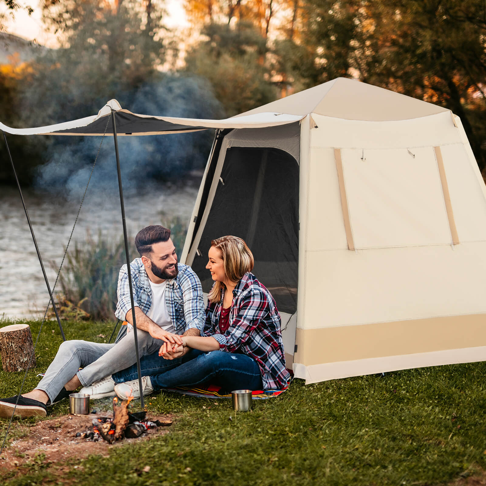 Pop-up Instant Camping Tent with Automatic Bracket and Rainfly