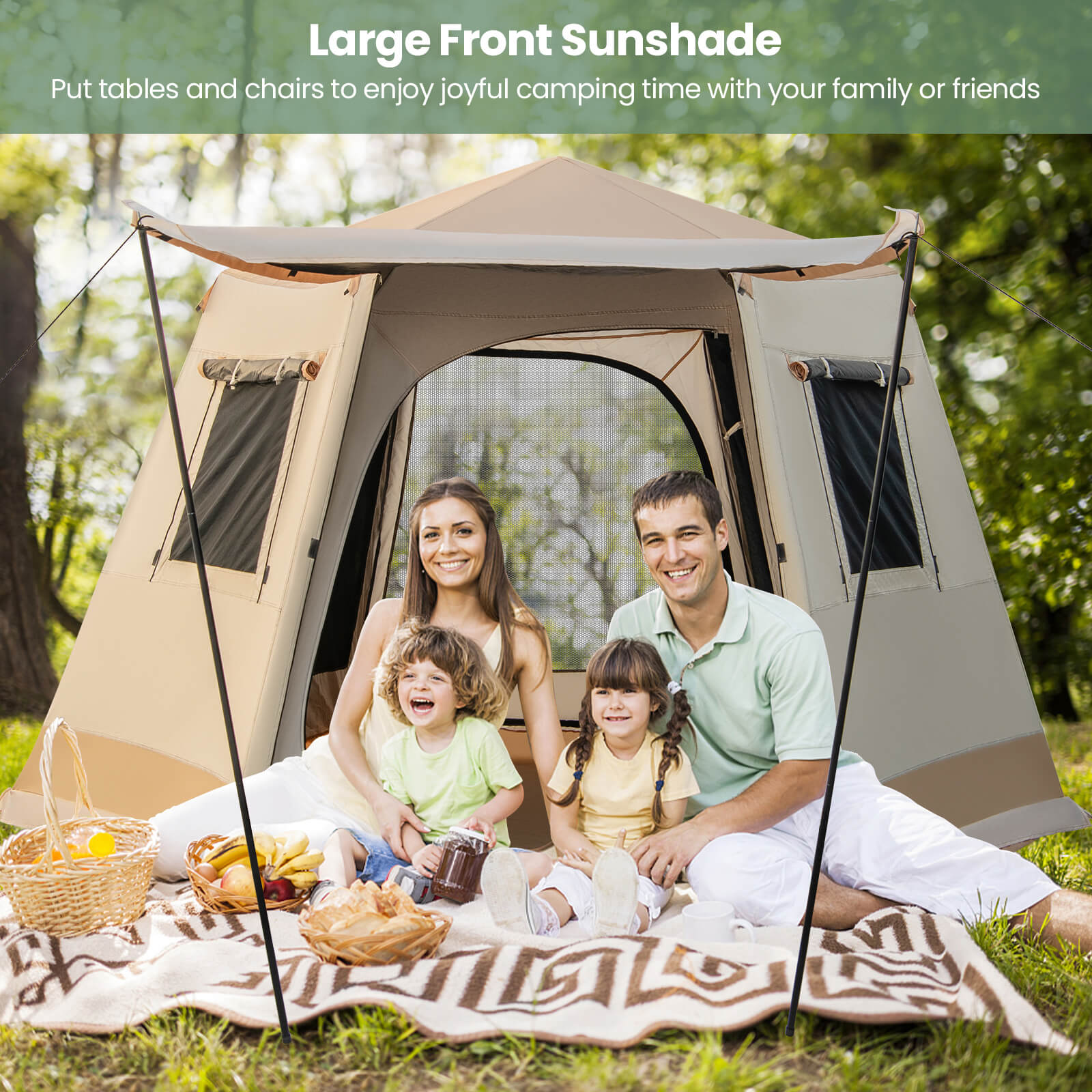 Pop-up Instant Camping Tent with Automatic Bracket and Rainfly