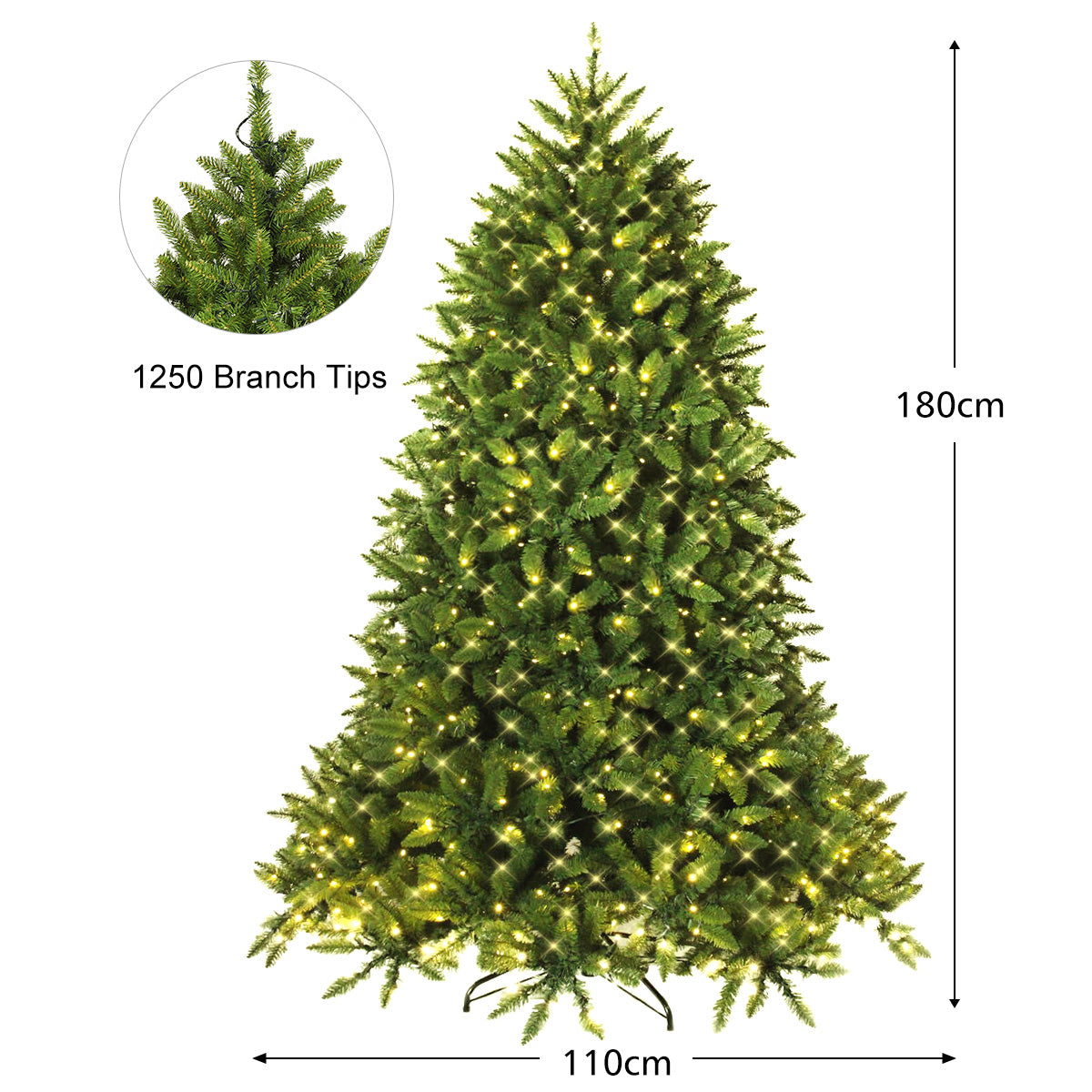 Pre-Lit Artificial Christmas Tree with 8 Lighting Modes and Foldable Metal Stand-6FT