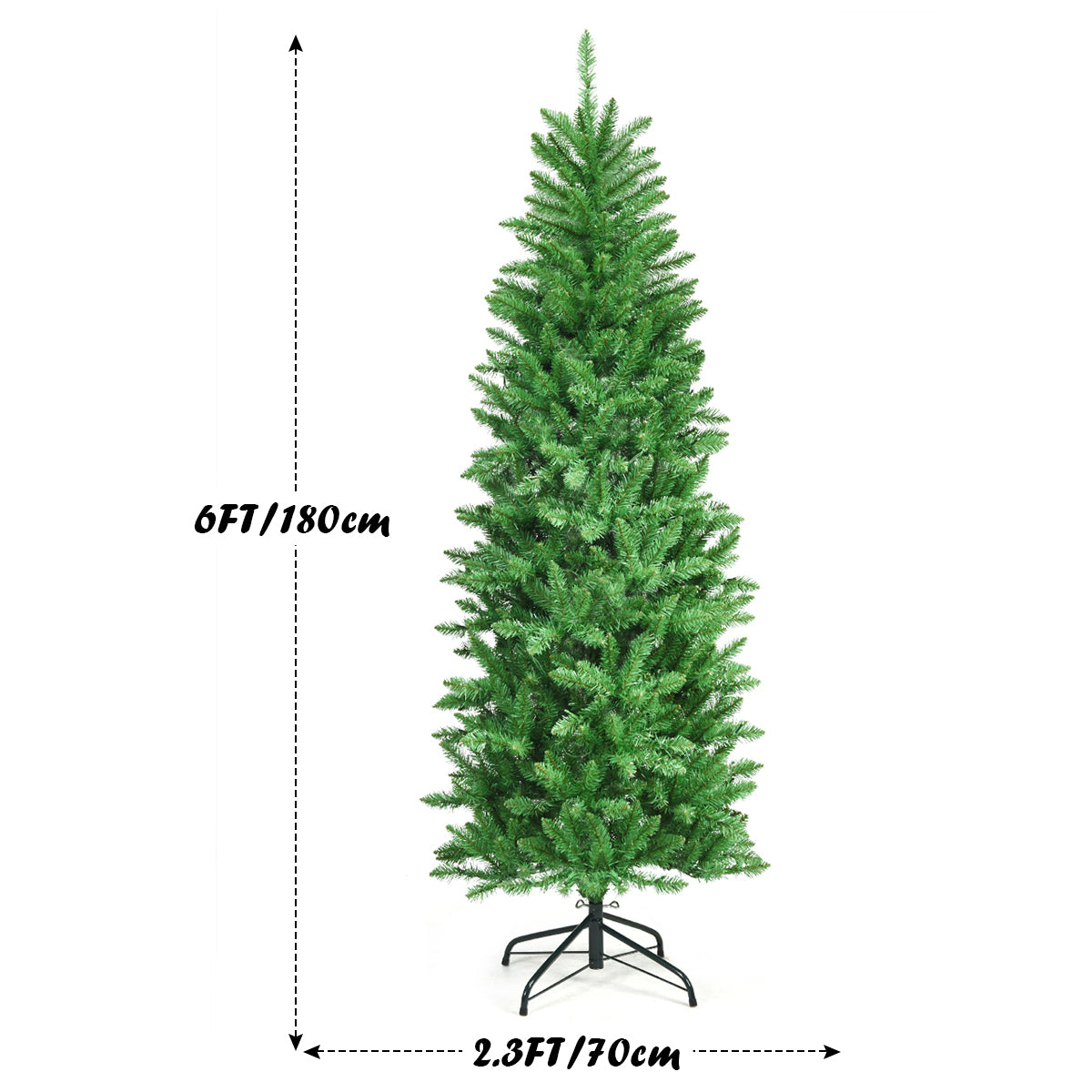 Pre-lit Artificial Pencil Christmas Tree with Warm White UL-listed Lights-6FT