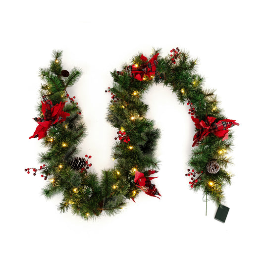 Pre-Lit Artificial Christmas Garland with Warm-White LED Lights