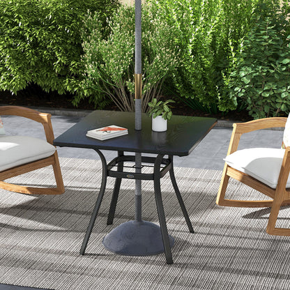 Outsunny Four-Seater Steel Garden Table, with ?40mm Parasol Hole - Black