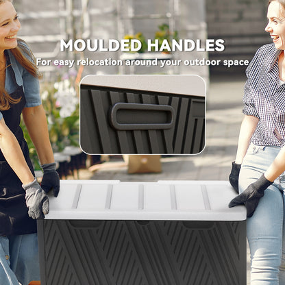 Outsunny 380L Waterproof Outdoor Storage Box, with Lockable Lid - Black