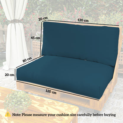 Outsunny Two Piece Seat Pallet and Back Cushions - Navy Blue