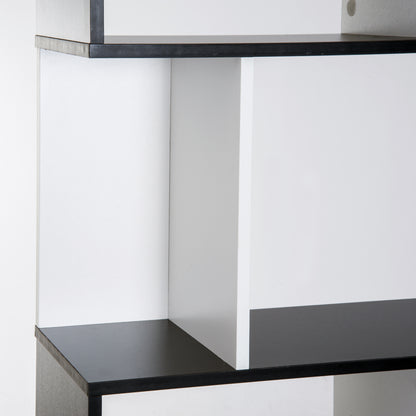 HOMCOM 5-tier Bookcase Storage Display Shelving S Shape design Unit Divider Black