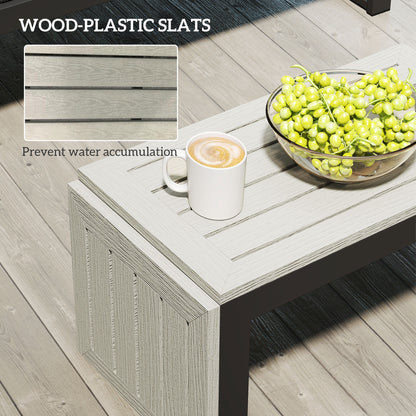 Outsunny 4 Seater L Shaped Aluminium Sectional Garden Furniture Set with 2 Loveseats and Wood-Plastic Coffee Table - Dark Grey