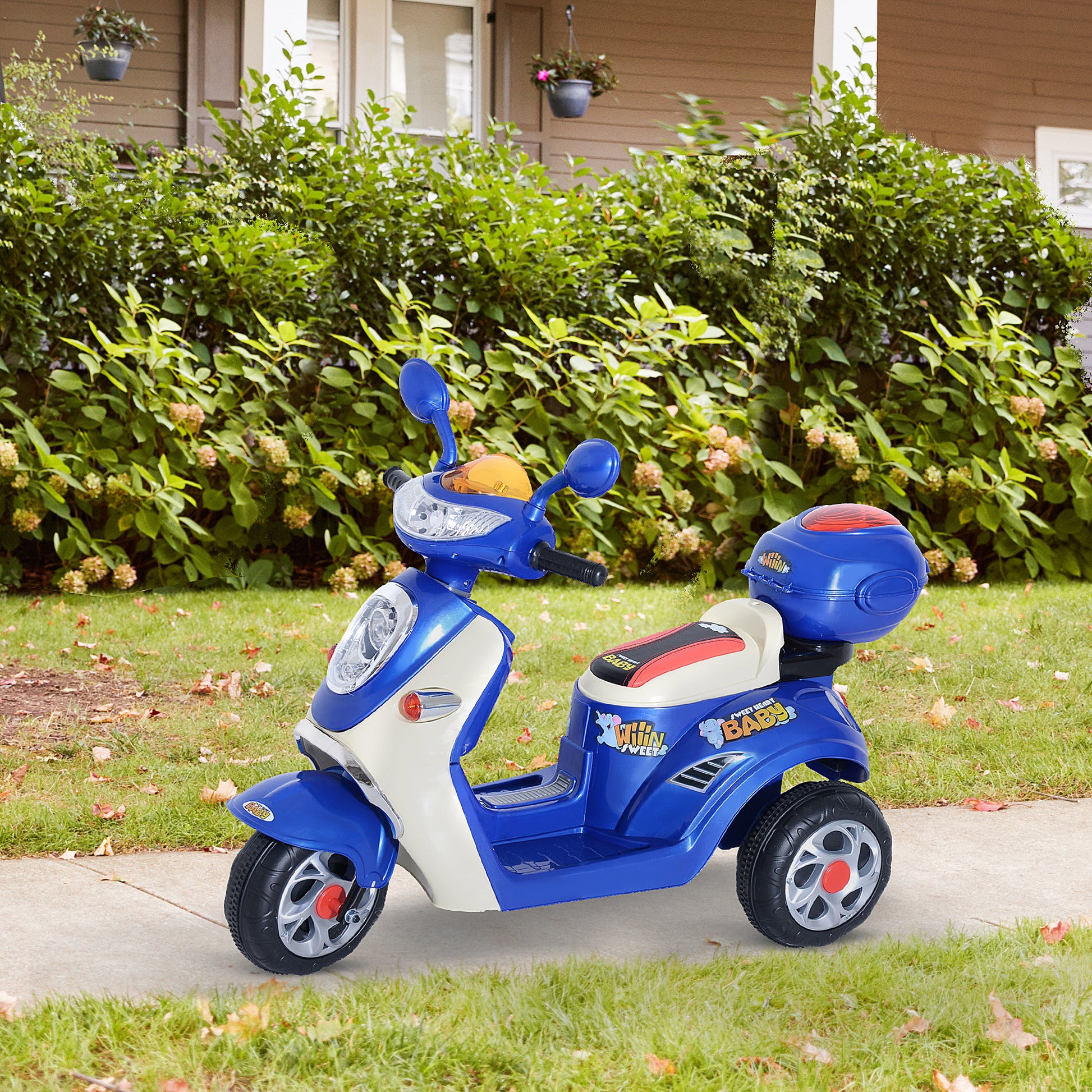HOMCOM Electric Ride on Toy Tricycle Car-Blue