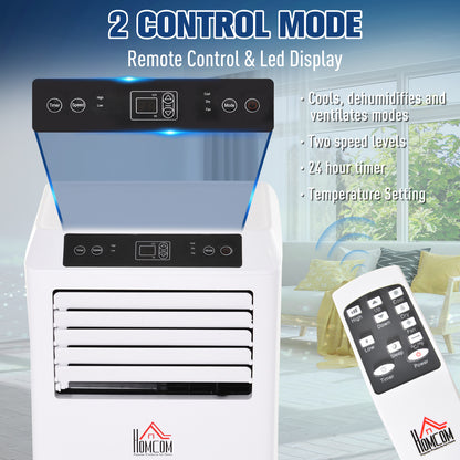 HOMCOM Mobile Air Conditioner with Remote Control, Timer, Cooling Dehumidifying Ventilating, LED Display White - 1003W
