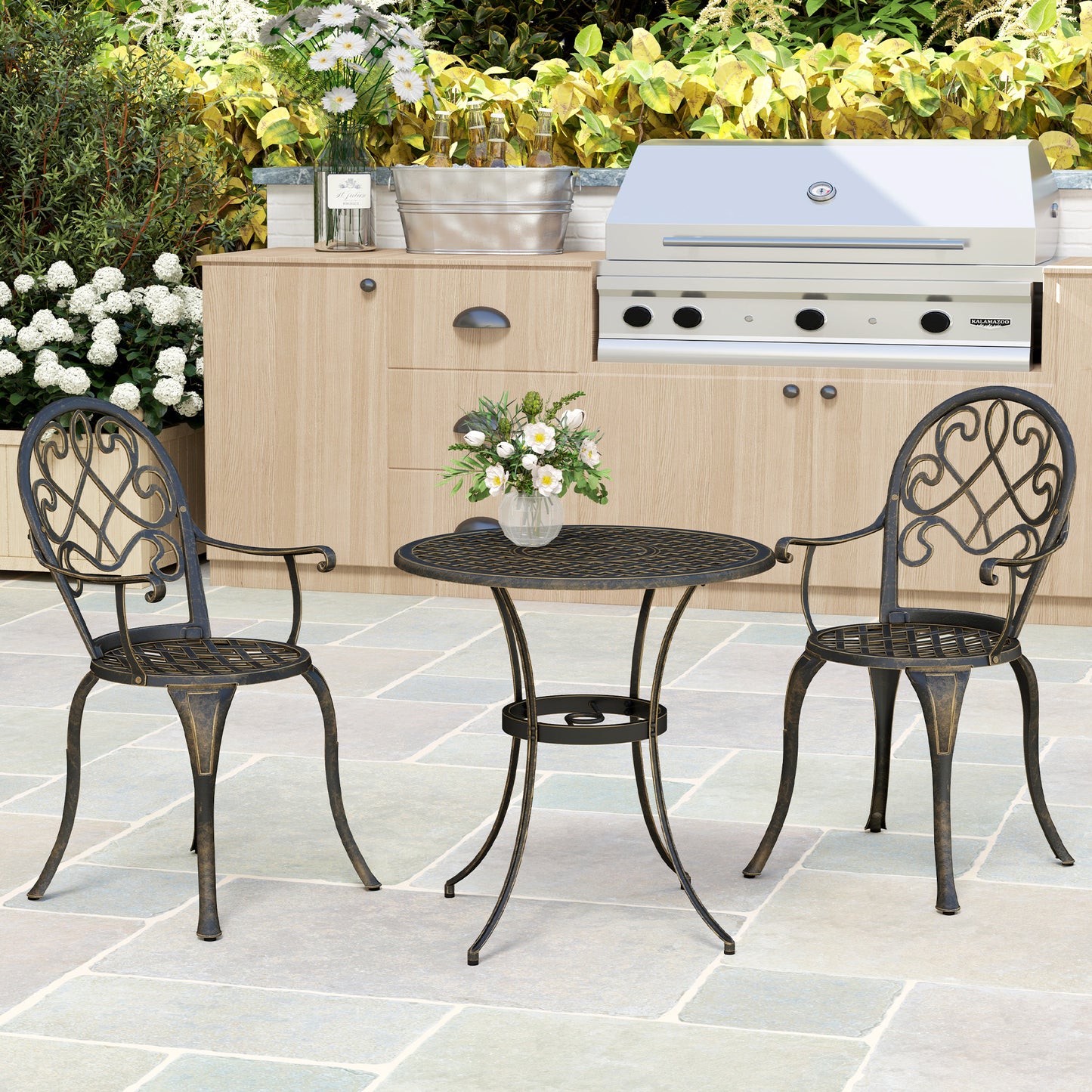 Outsunny Three-Piece Elegant Aluminium Garden Set - Bronze Tone