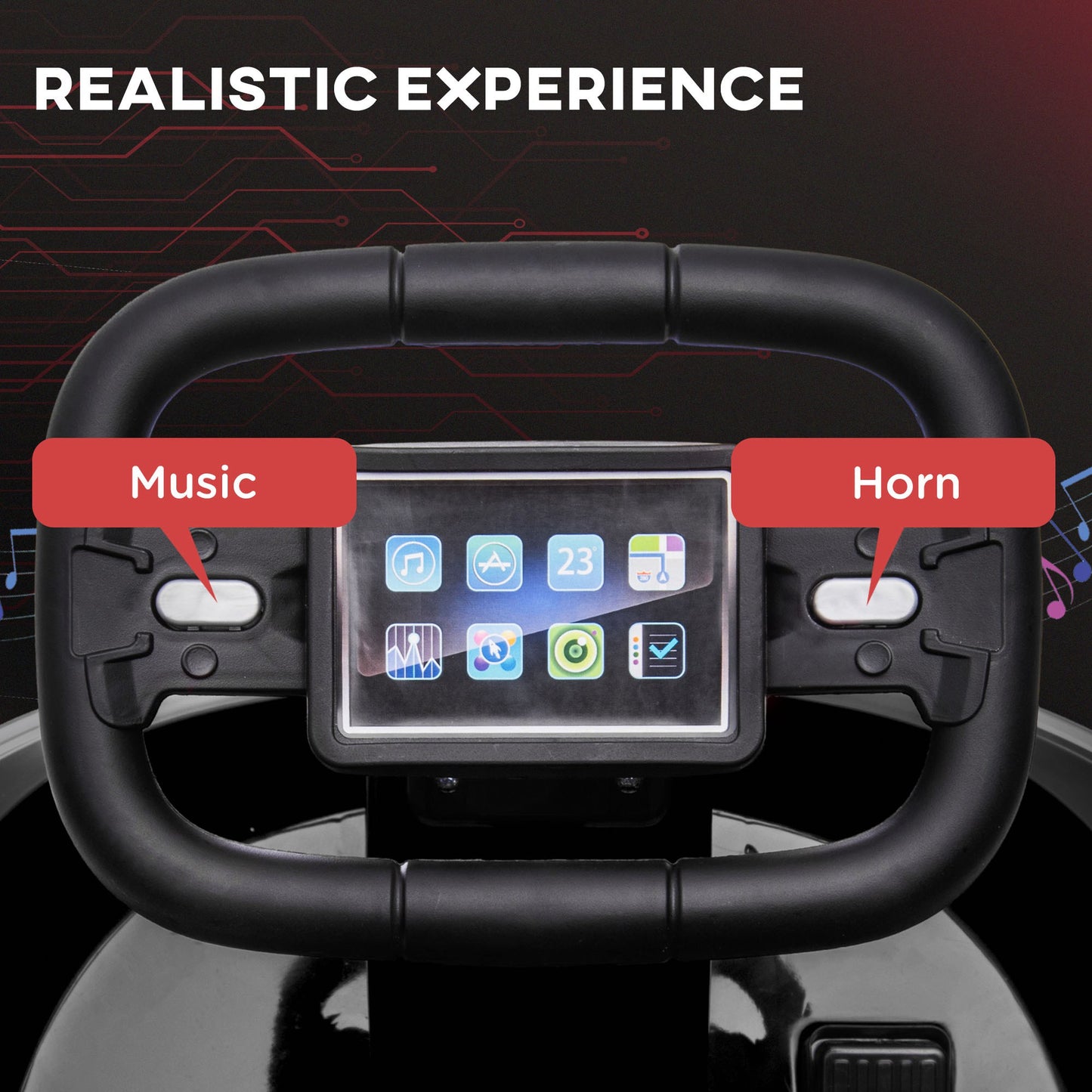 HOMCOM Electric Kids Bumper Car, 6V 360-Degree Rotation Waltzer Car, Battery Powered Ride on Car w/ 2 Speeds, Music, Gift for 18-48 Months, Black