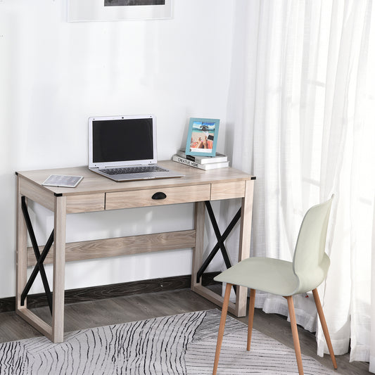 HOMCOM Computer Desk Writing Table with Drawer Home Office Workstation Large Tabletop 112Lx51Wx76Hcm