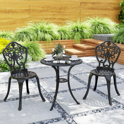 Outsunny Three-Piece Aluminium Floral Bistro Set - Black