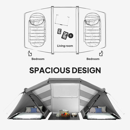 Outsunny 4-6 Man UV Protection Camping Tent - Charcoal Grey and White