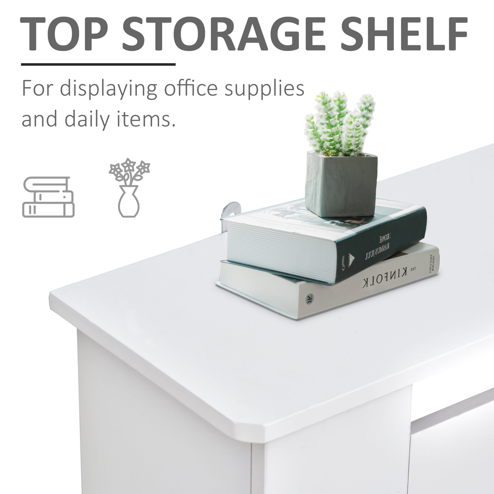 HOMCOM MDF Radiator Cover Wooden Cabinet Shelving Home Office Vertical Slattted Vent White 78L x 19W x 81H