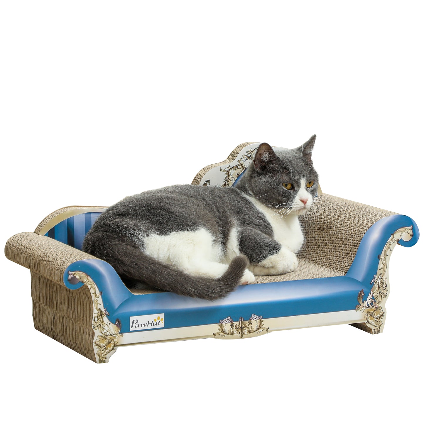 PawHut 2-in-1 Cat Scratching Board with Catnip for Indoor Cats, 26.5 x 57 x 26.5cm, Blue