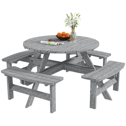 Outsunny 8-Seater Wooden Picnic Set-Fir Wood