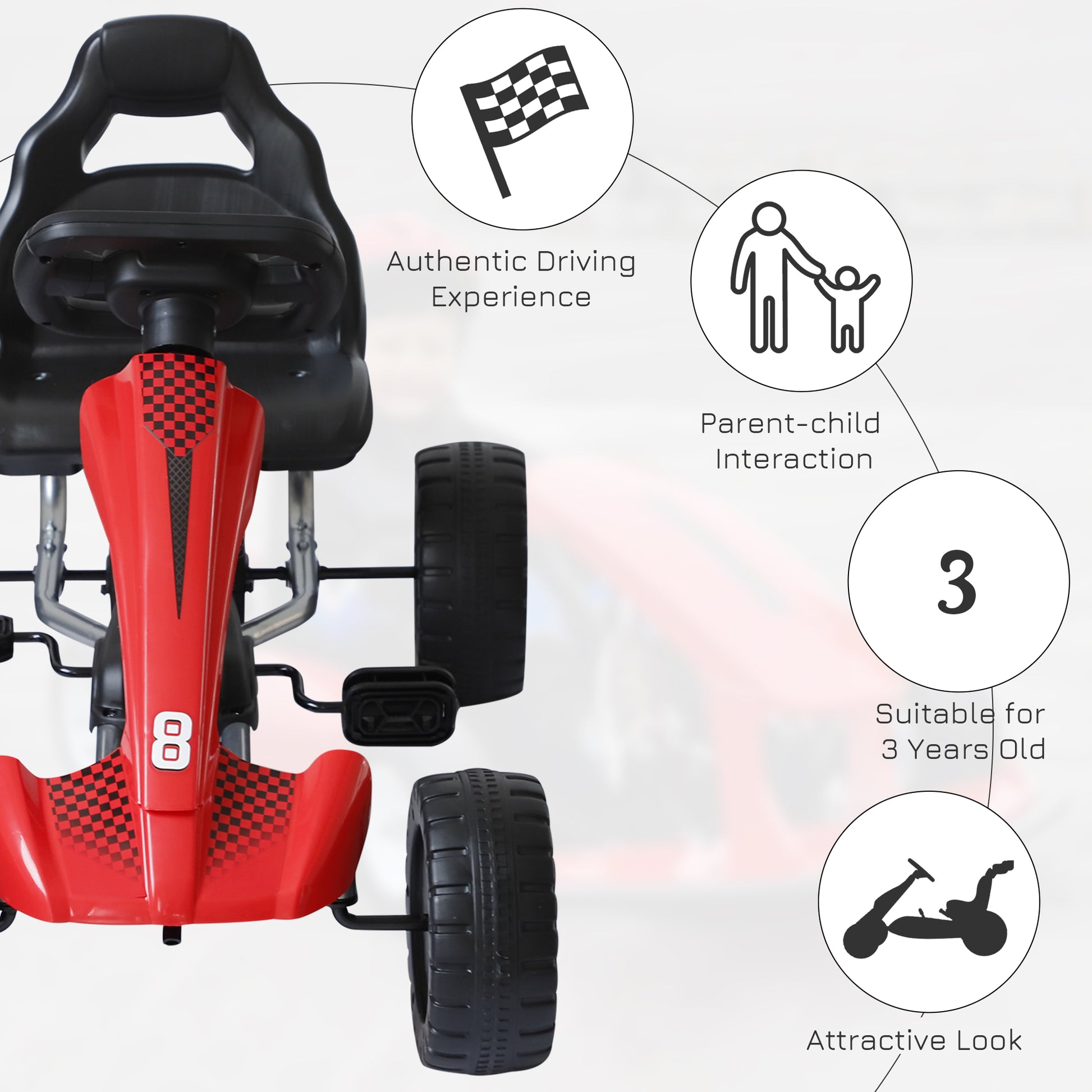 HOMCOM Kids Children Pedal Go Kart Ride On Car Toys Scooter Black & Red