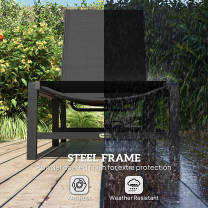 Outsunny Folding Sun Lounger, 5-Position Adjustable Garden Chaise Lounge Sunbed, Steel Frame Reclining Chair for Beach, Porch, Patio, Camping, Black