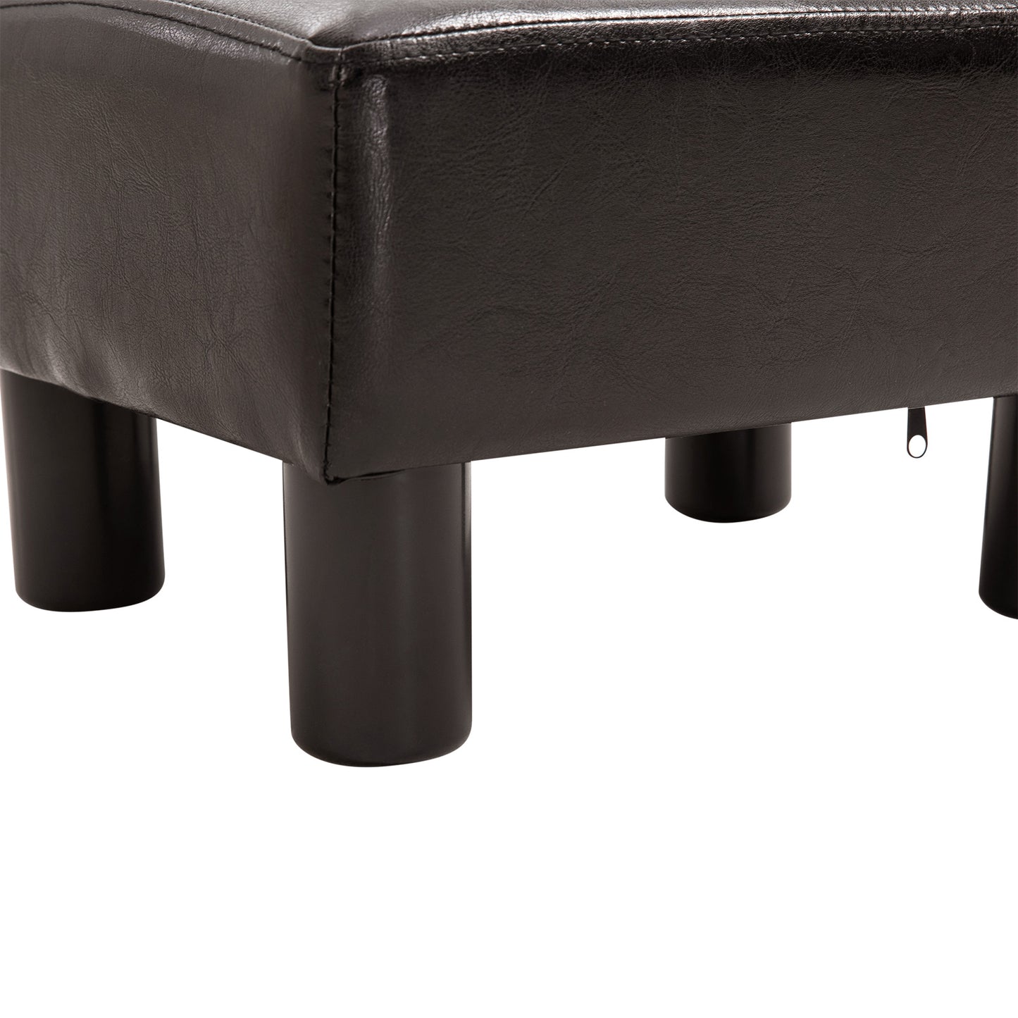 HOMCOM PU Faux Leather Footstool Ottoman Cube w/ 4 Plastic Legs Black