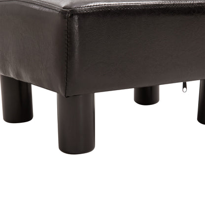 HOMCOM PU Faux Leather Footstool Ottoman Cube w/ 4 Plastic Legs Black