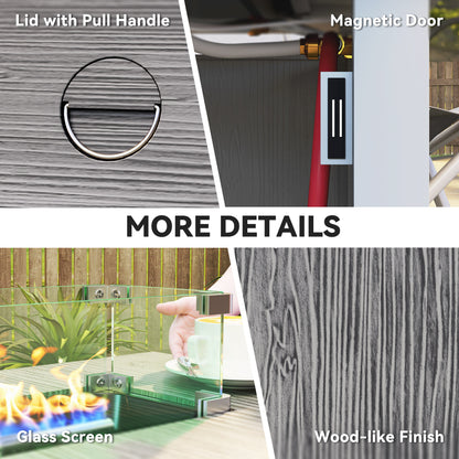 Outsunny 50,000 BTU Gas Fire Pit Table, with Cover - Dark Grey