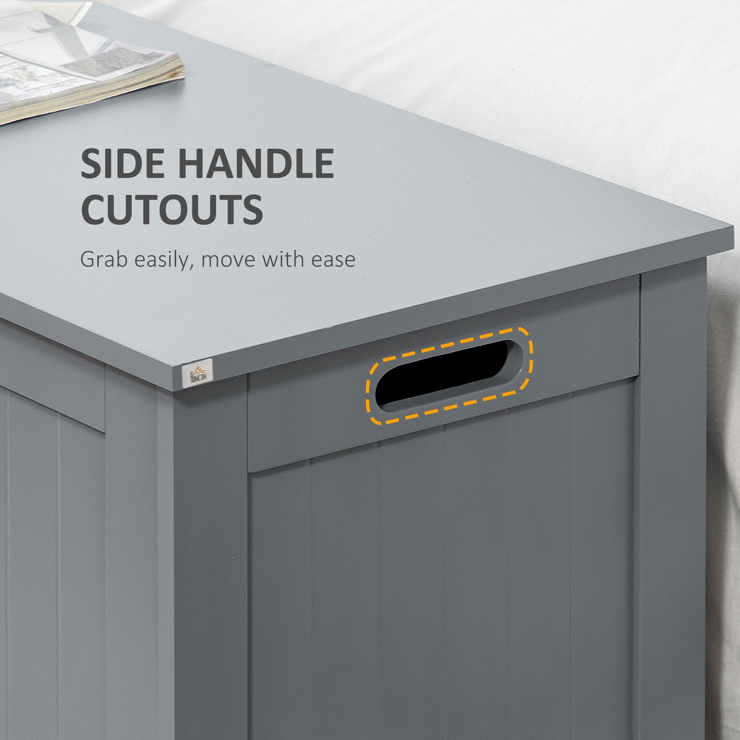 HOMCOM Large Storage Box Toy Chest Cabinet Container Unit Organizer with Lid & Safety Hinges, Grey