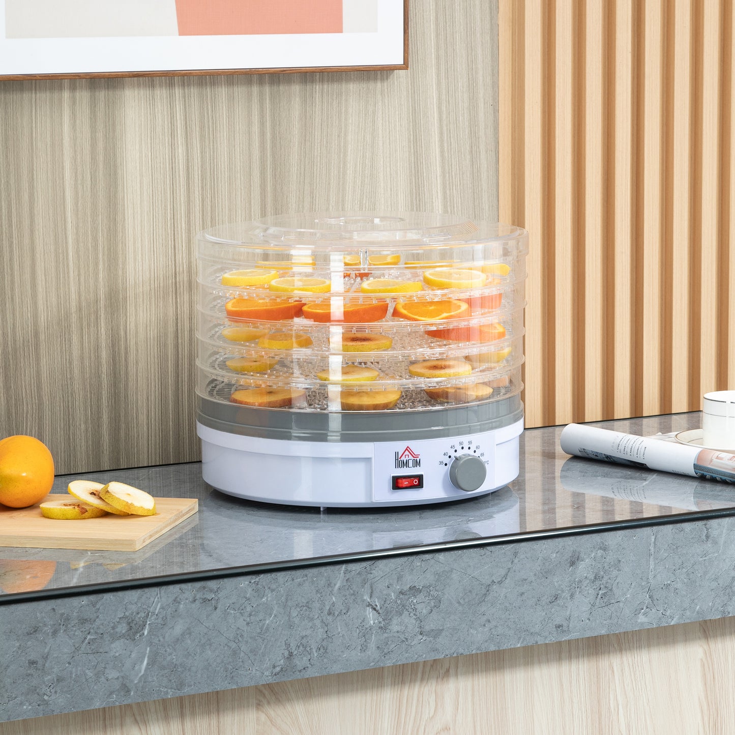 HOMCOM 5 Tier Food Dehydrator, 245W Food Dryer Machine with Adjustable Temperature Control for Drying Fruit, Meat, Vegetable, Jerky and Pet Treat