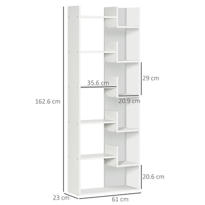 HOMCOM 6-Tier Bookshelf, Modern Bookcase with 11 Open Shelves, Freestanding Decorative Storage Shelving for Home Office and Study, White