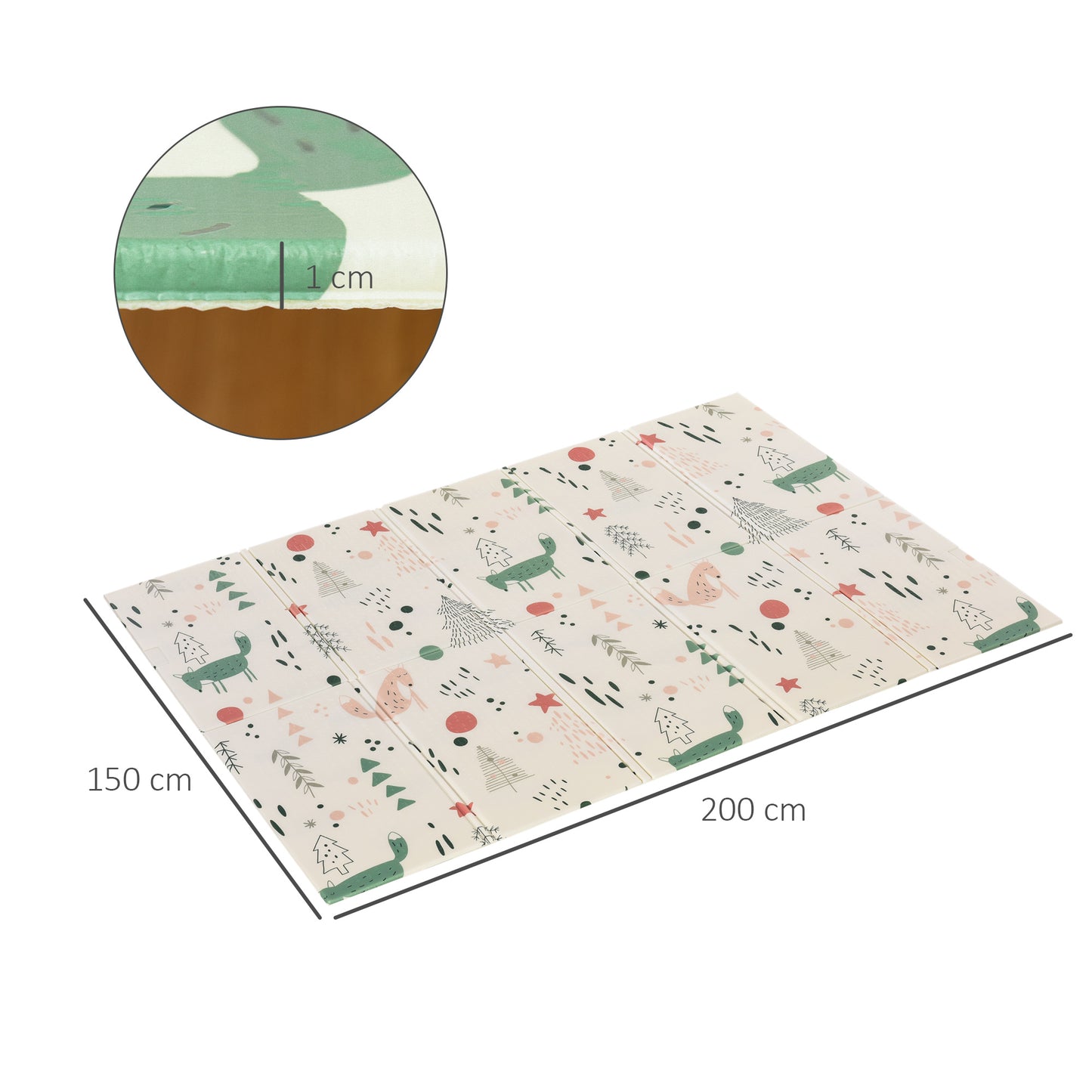 HOMCOM Foldable Kids Foam Mat Reversible Educational XPE Floor Mat Crawling Toddler Playmat Portable Picnic Carpet Exercise Workout Mat